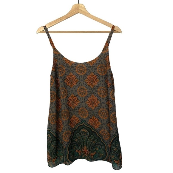 Cabi Arabesque Orange & Green Paisley Floral Cami Tank Top S #3082 - Picture 2 of 5
